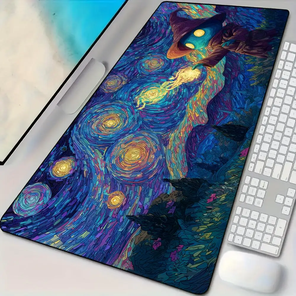

Art Starry Sky and Wizard Mouse Pad Desk Mat with Stitched Edge Rubber anti-slip Durable pc accessories Gaming mats maus pad rug
