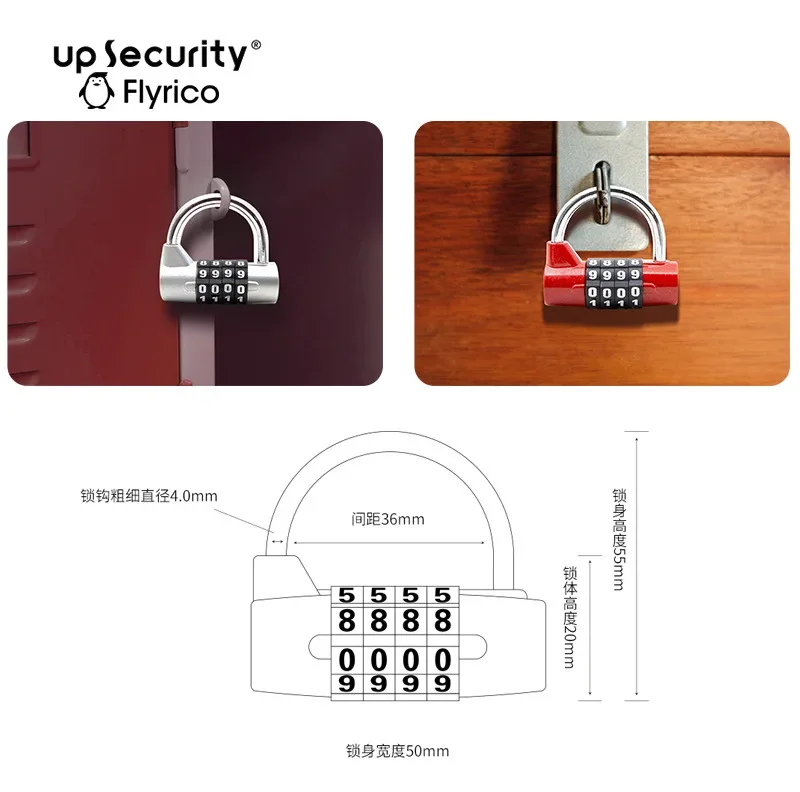 4 Gym Club Trumpet Locker Toolbox Security Window Padlock U-shaped Password Lock 06-4H