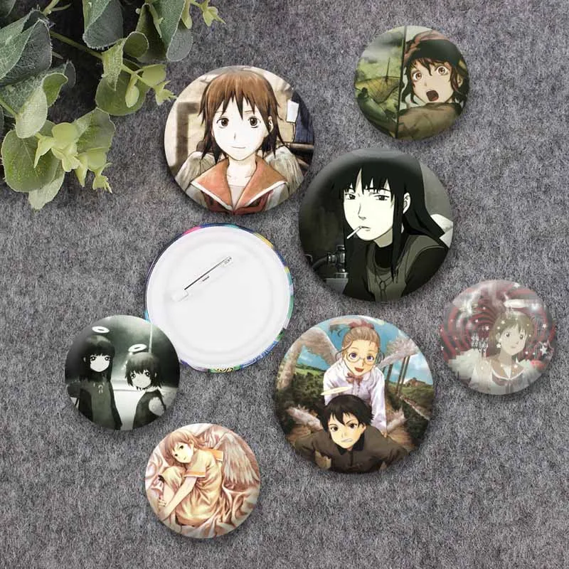 Anime Haibane Renmei Button Pins Reki Rakka Cartoon Brooch Charcoal Feather Federation Badge Backpack Shirt Jewelry Accessories