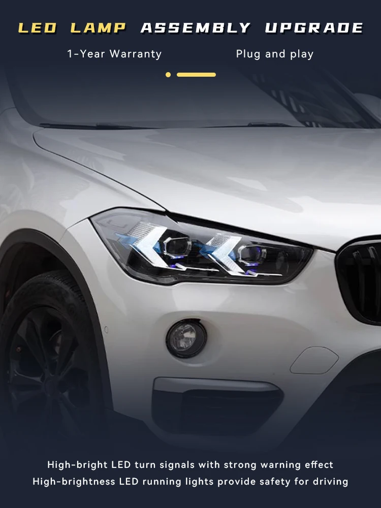 Powerful Headlights for Cars BMW X1 F48 F49 2016-2019 HID Front Lamp Projector Lens DRL Full LED Turn Signal Car Accessories