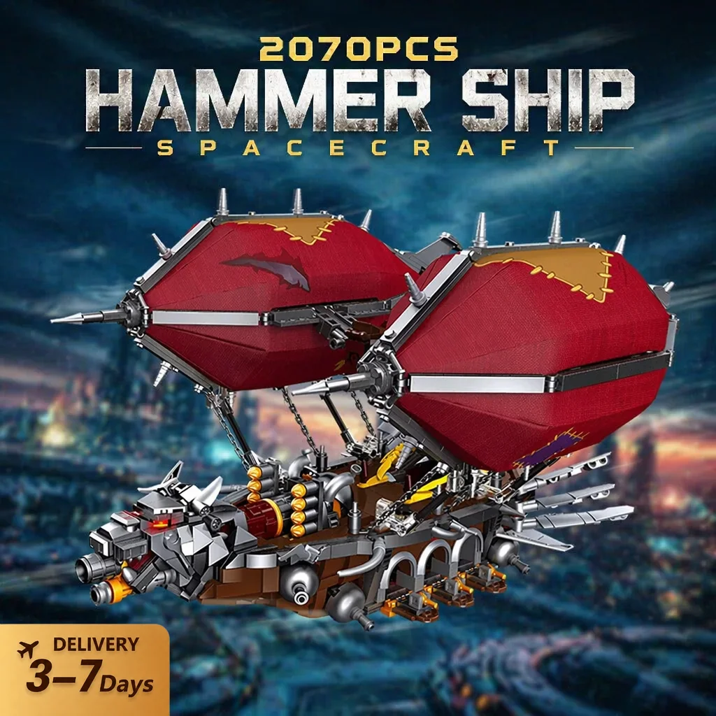 Hammer Ship Raumschiff-Bausteine-Set, Technisches Flugzeug-Baustein-Modell, Desktop-Kreativspielzeug für Erwachsene, Geschenk, 2070 Teile