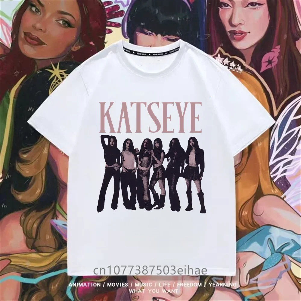 Summer Essential KATSEYE Print T Shirt Youth Girls Short Sleeve Casual Top Stylish Streetwear Daily Travel Casual Kid Apparel