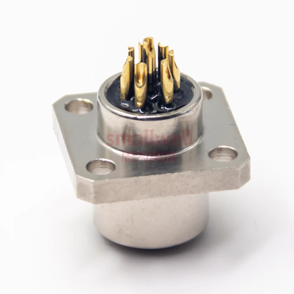 M12 8-core A buckle hole flange installation socket non shielded welding