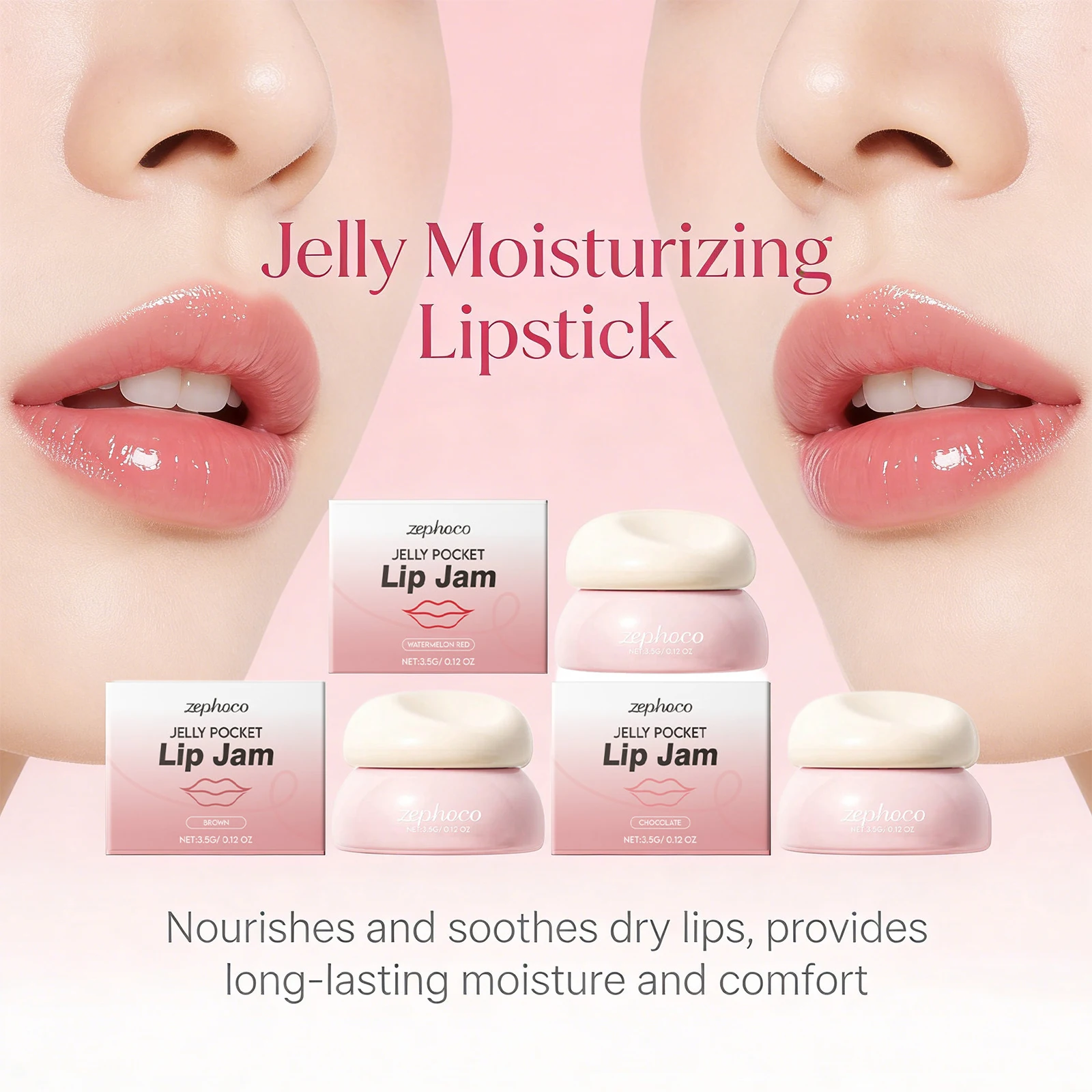 Chocolate/Brown/Watermelon Red Jelly Moisturizing Lipstick Brightening Lip Color Moisturizing Lip Balm Portable Lip Makeup