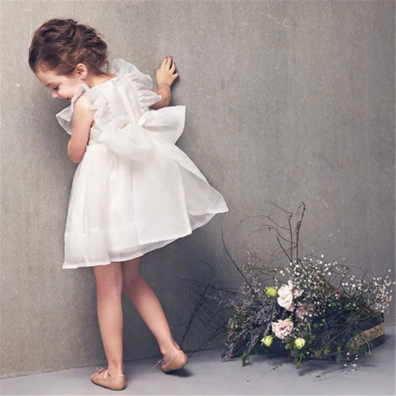 Girls' Dress with Flutter Sleeves, Fairy-like Princess Dress25Summer New Foreign Trade Children's Wear Delivery3-8Years Old