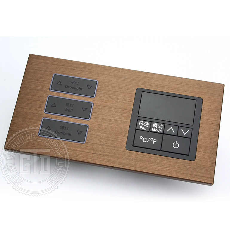 

Размер 95*95 мм, алюминий, матовый кофейный, коричневый цвет, 12 В/24 В постоянного тока, 485 Modbus, умный кнопочный переключатель для гостиничного номера