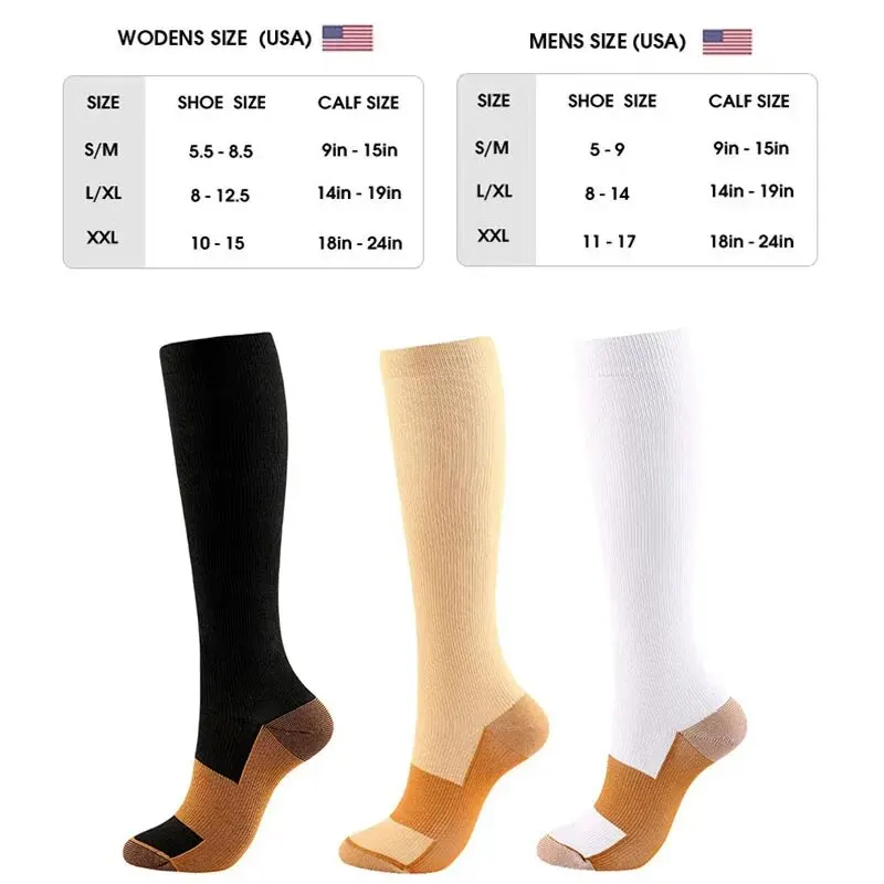 1PC Long Tube Pressure Socks Nylon Compression Outdoor Sports Socks Men\'s and Women\'s Sports Socks