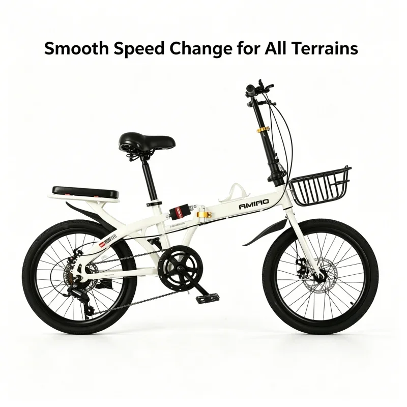 20-inch Ultra-Light Folding Bike 7-Speed Portable Commuter Bicycle for Adults Men Women Easy-Fold City Walking Bike