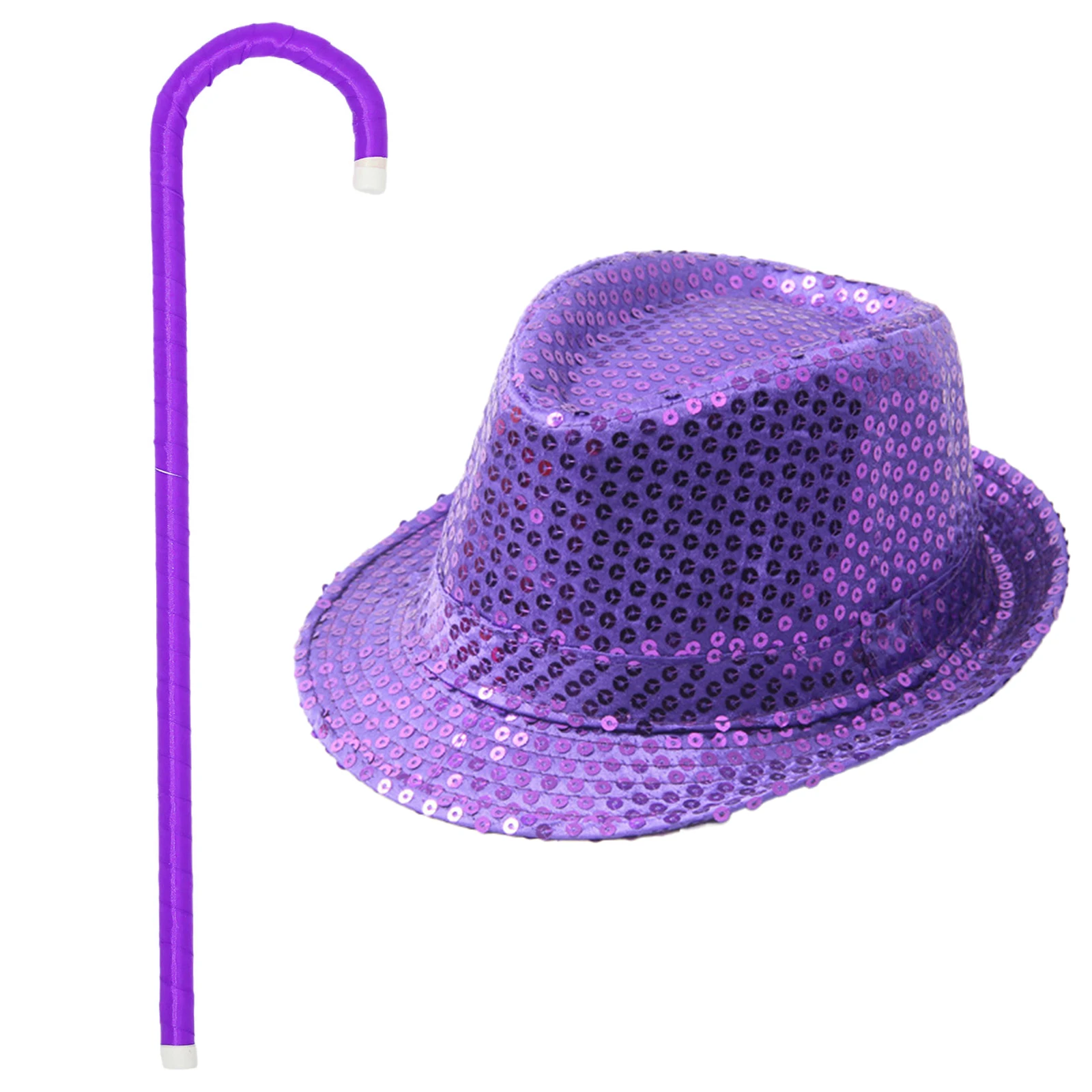 EUPSIIU 3 Pièces Chapeau de Danse Jazz Déguisement pour Enfants ou Adultes, Accessoire Disco Performance Gants cravate Décoration Paillettes Chapeau