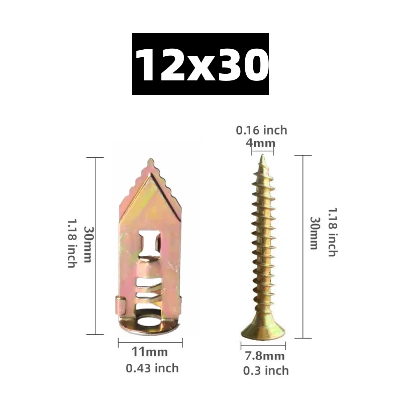 90 Pcs Self-Drilling Drywall Anchors with Screws Kit Zinc Plated Steel No Drill or Holes in Wall 45 Anchors and 45 Screws