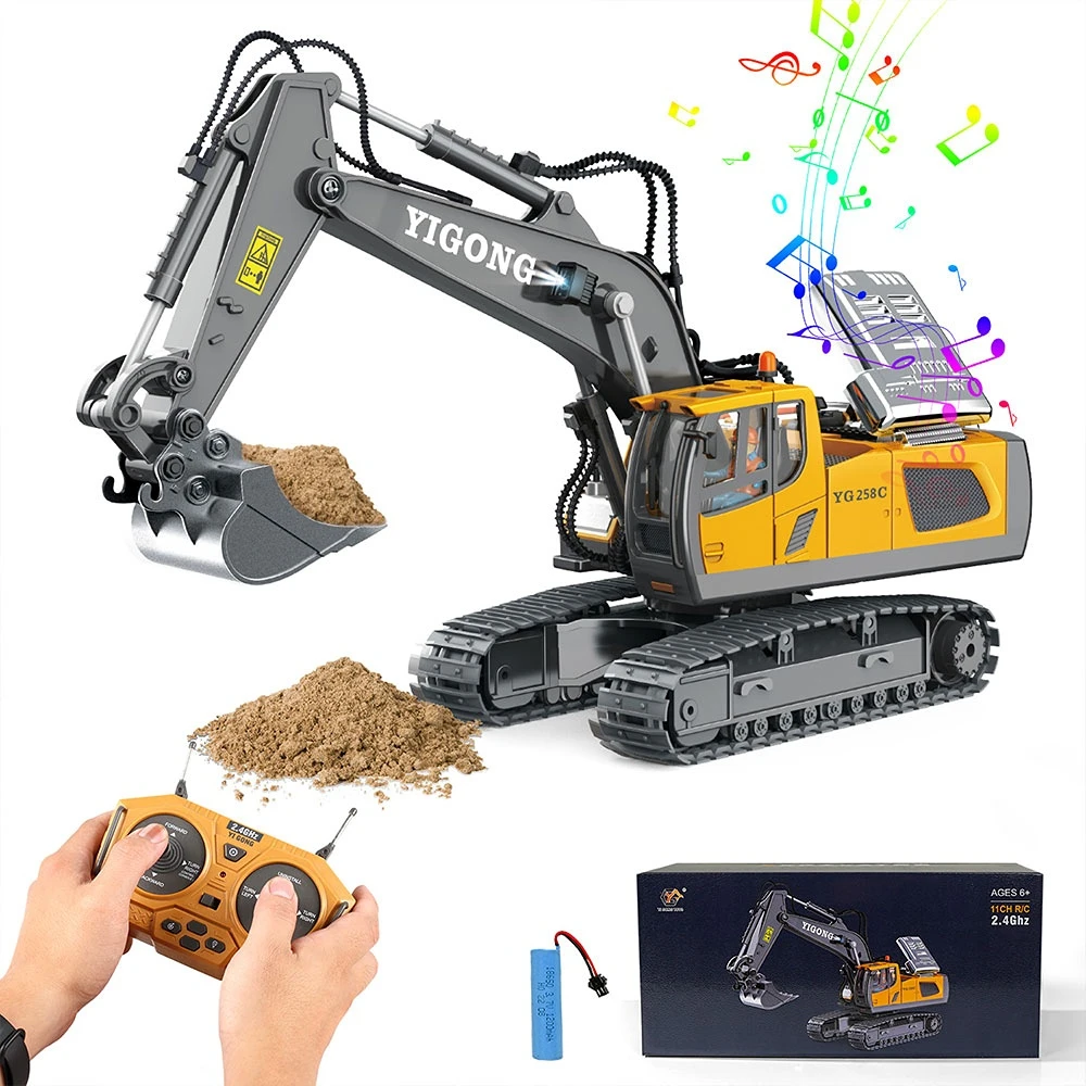 RC Car Alloy Remote Control Excavator Toy RC Model Car Excavator Dump Truck Bulldozer Electric Car Engineering Vehicle Kids Gift