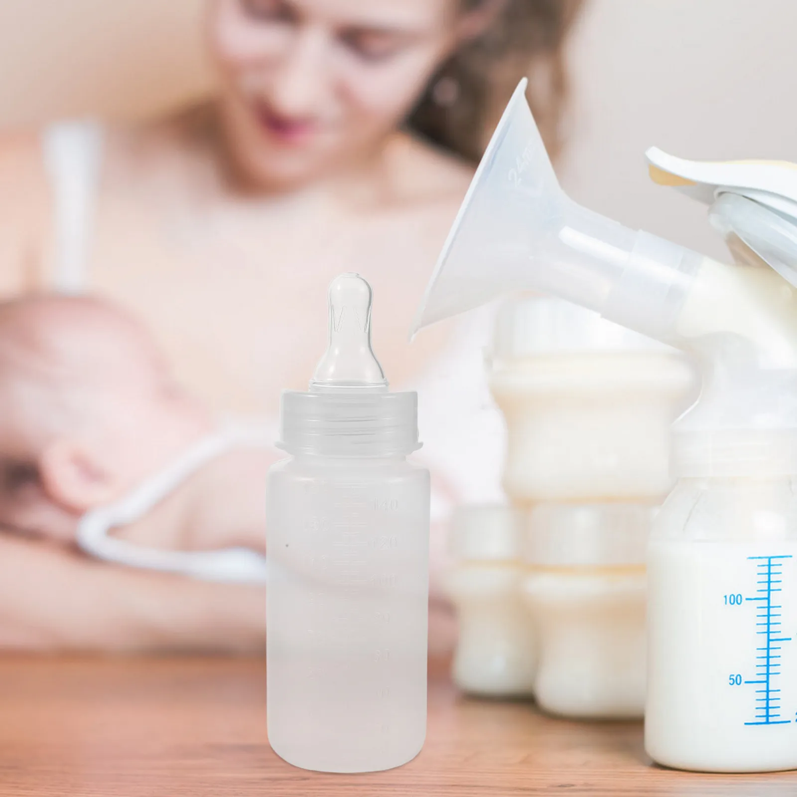 使い捨てのベビー用哺乳瓶10個入り。150ml、透明で、目盛りが正確に刻まれており、病院での使用に適しています。早産児や新生児にも使用できます。