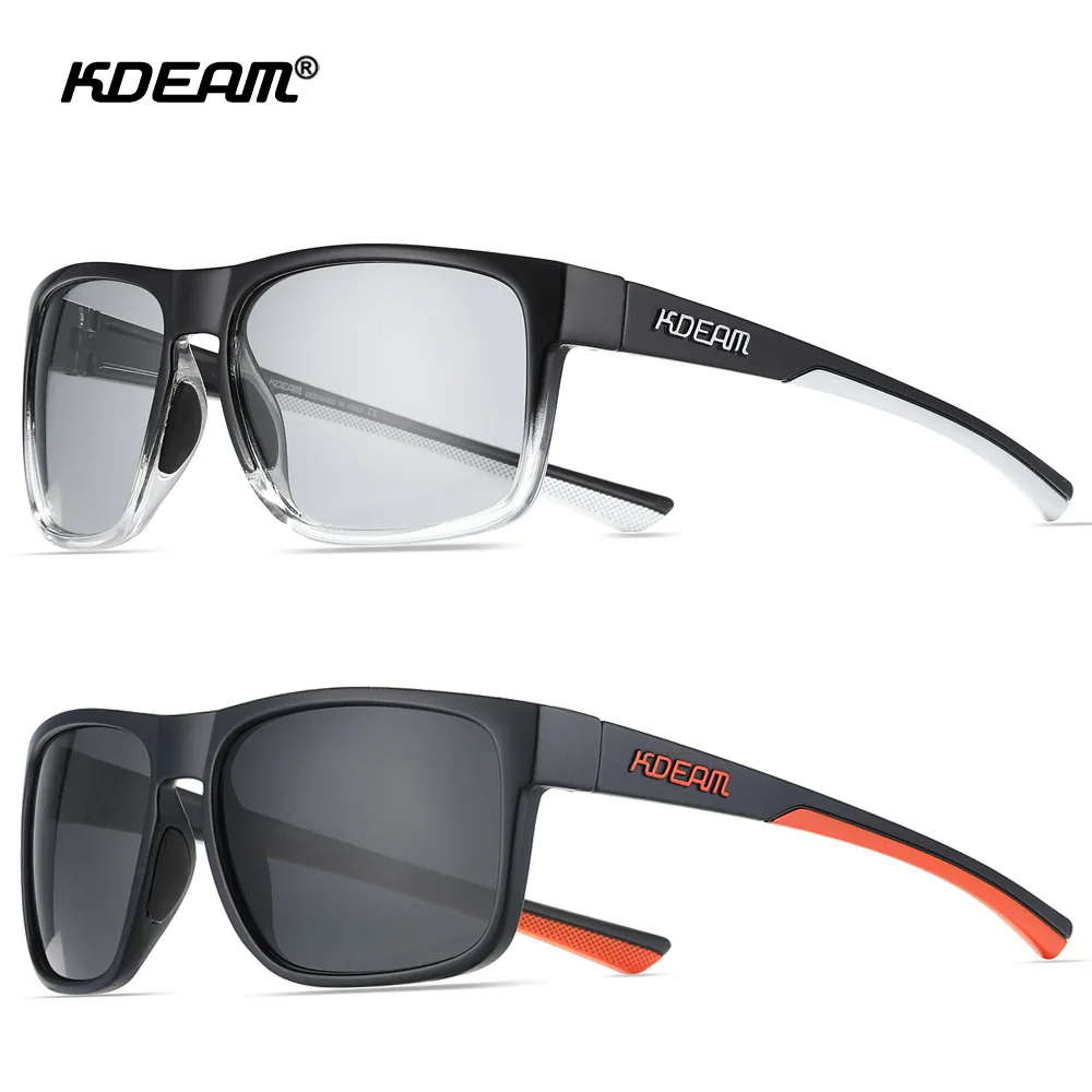 KDEAM New Polarized Sunglasses for Men and Women Square Colorful Outdoor Leisure Sun Glasses Photochromic Fishing Glasses KD530