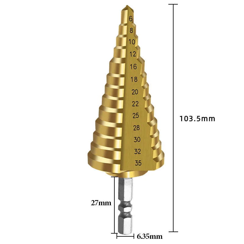 3Pcs/set 3-12mm 4-12mm 4-20mm HSS Straight Groove Step Drill Bit Titanium Coated Wood Metal Hole Cutter Core Drilling Tools Set