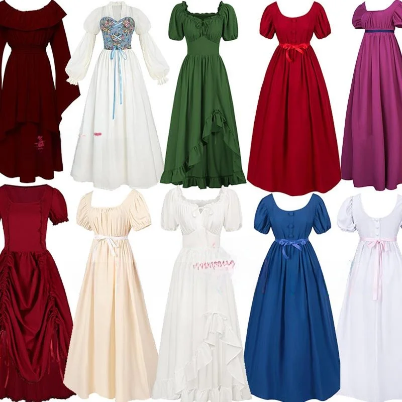 

Retro Princess Dress for Women Stage Performance Costume Court Lady Maid Outfit Polyester Material Spring Season Fashion
