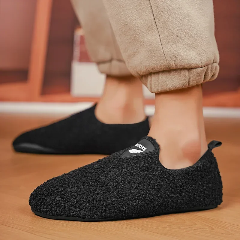 2024New Winter Cotton Shoes Men Indoor Warm Slip on Lightweight Slipper Women Plush Home Cotton Loafers Unisex Winter Warm Shoes