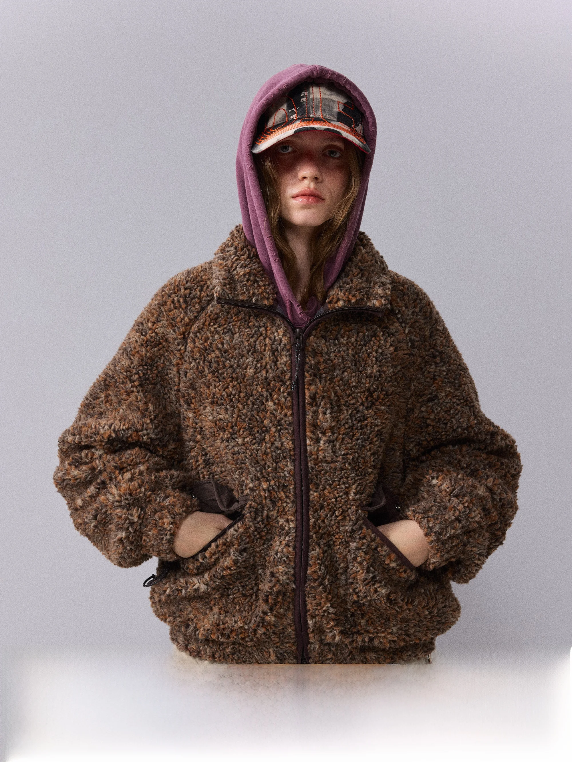 

Monterest Outdoor Casual Lamb Fur Jaet Tee-Color Embroidery Loose Fit Youth Faion Polyester Fiber Long Sve Zipper Cl...