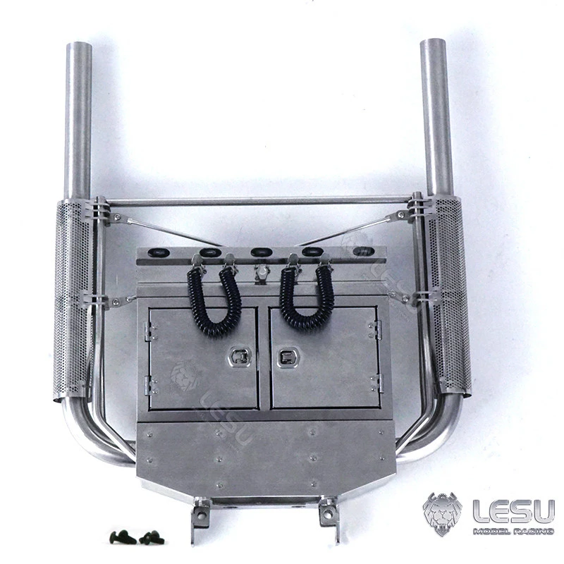 RC 1/14 Doppelkamin-Auspuffrohr mit Licht und Drahtgestell für Tamiya Hydraulikbagger, Lader, Muldenkipper DIY-Teile – Detail 5