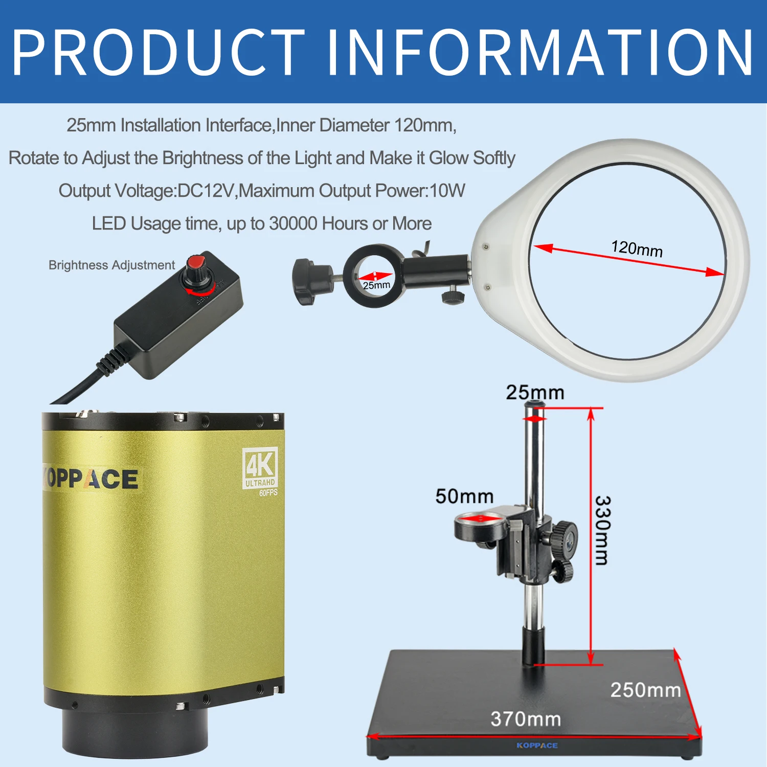 KOPPACE 1X-28X Large Field of View HD Autofocus Electron Microscope 8.3 MP 4K HD Imaging