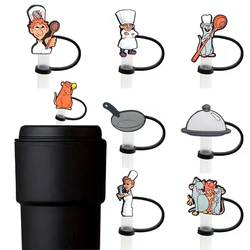 Ratatouille Mouse Silicone Straw Toppers for 10mm,Straw Caps for Glass Cup,with 30&40Oz Tumbler with Handle Dust-Proof Reusable