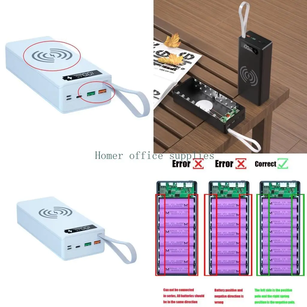 

K43B QC3.0 PD 16x18650 Batteries DIY Box Holder for Case Fast for
