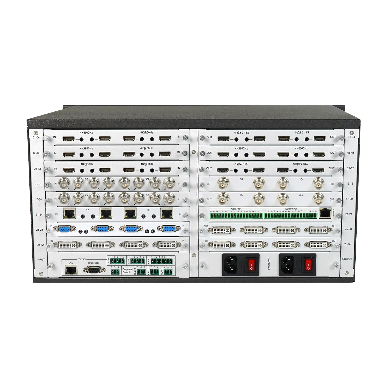 Switcher Single-mode Fiber Support for LCD Video Wall Splicing 4K60 SDI/HDBT 16x16 /DVI/VGA HD Metal Video Matrix