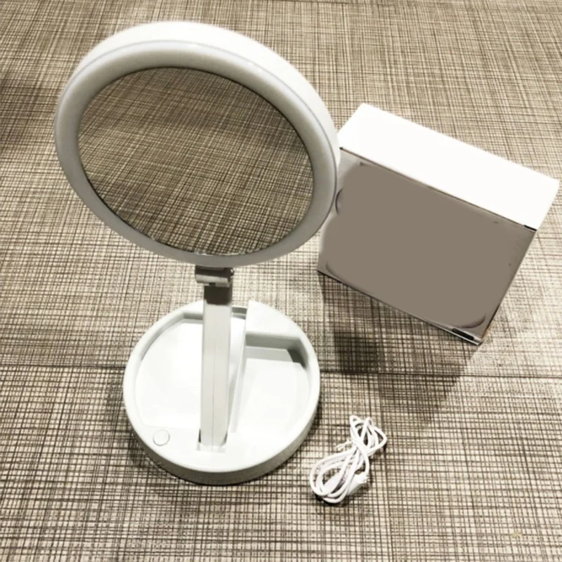 Multi-Purpose Makeup Mirror USB Desk Lamp Double-Sided Mirror Folding LED 10 Times Magnification Double-Sided Mirror