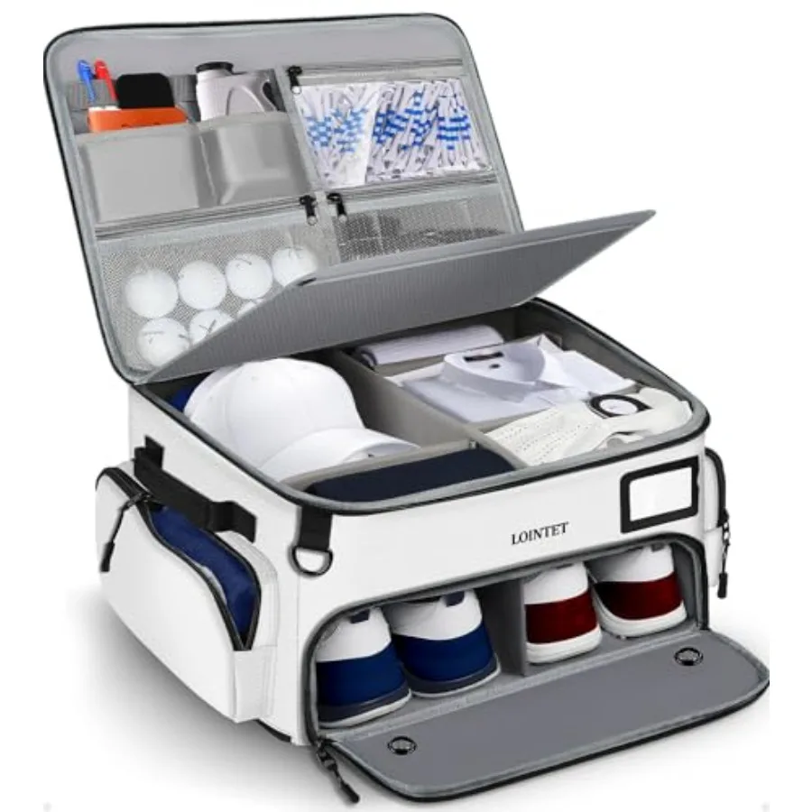 Golf Trunk Organizer Waterproof Car Golf Locker with Separate Ventilated Compartment for 2 Pair Shoes Golf Storage for Balls Te