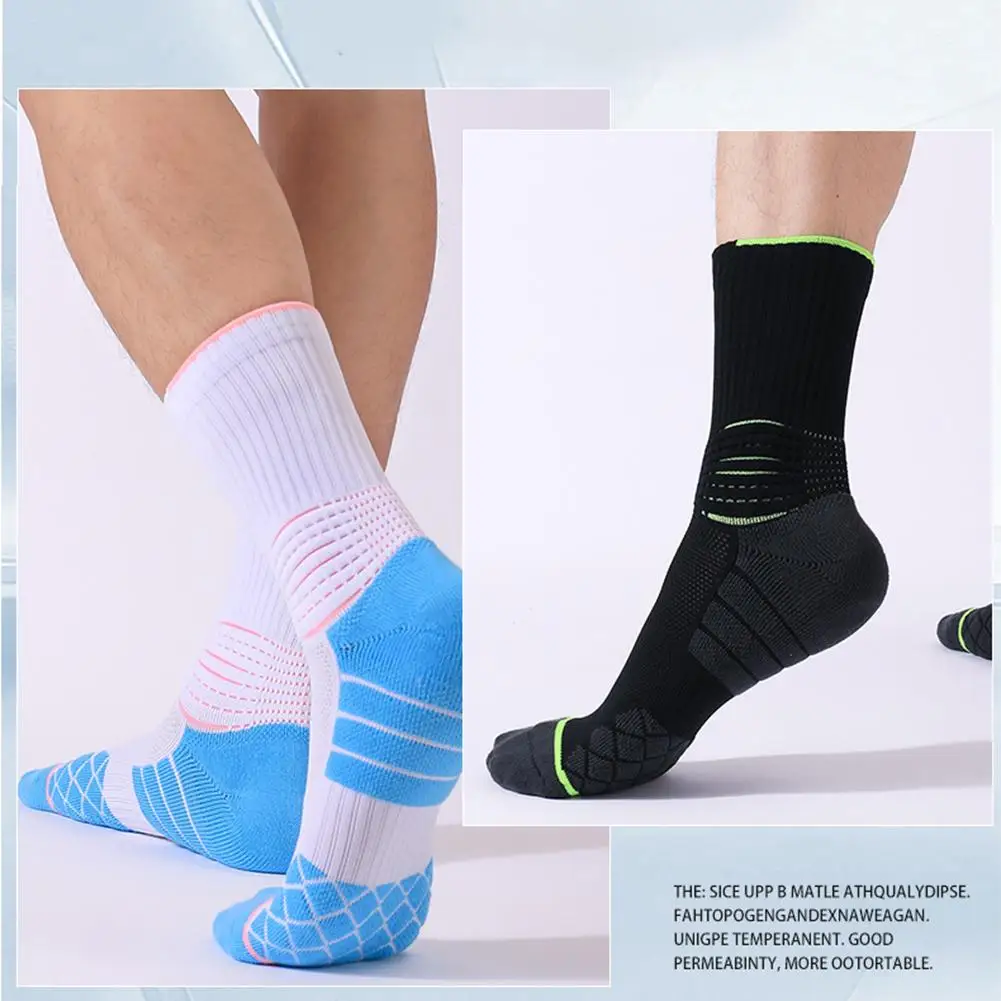 1Pairs الرجال النساء منشفة أسفل الجوارب الرياضية لكرة القدم كرة السلة البيسبول الرجبي كرة القدم الجري التنس عدم الانزلاق