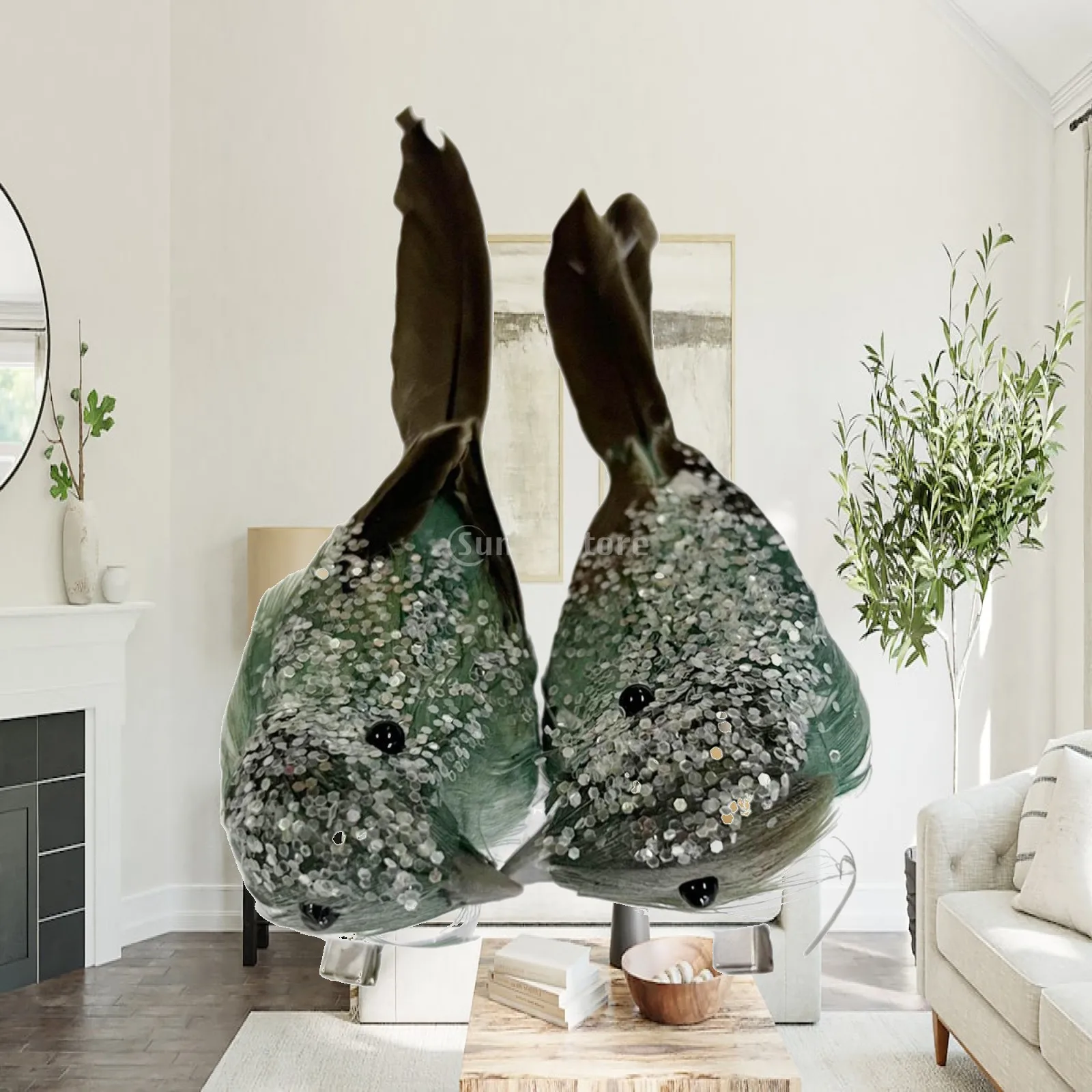 Pair of Foam Birds Artificial Feathered Birds for Garden Decor