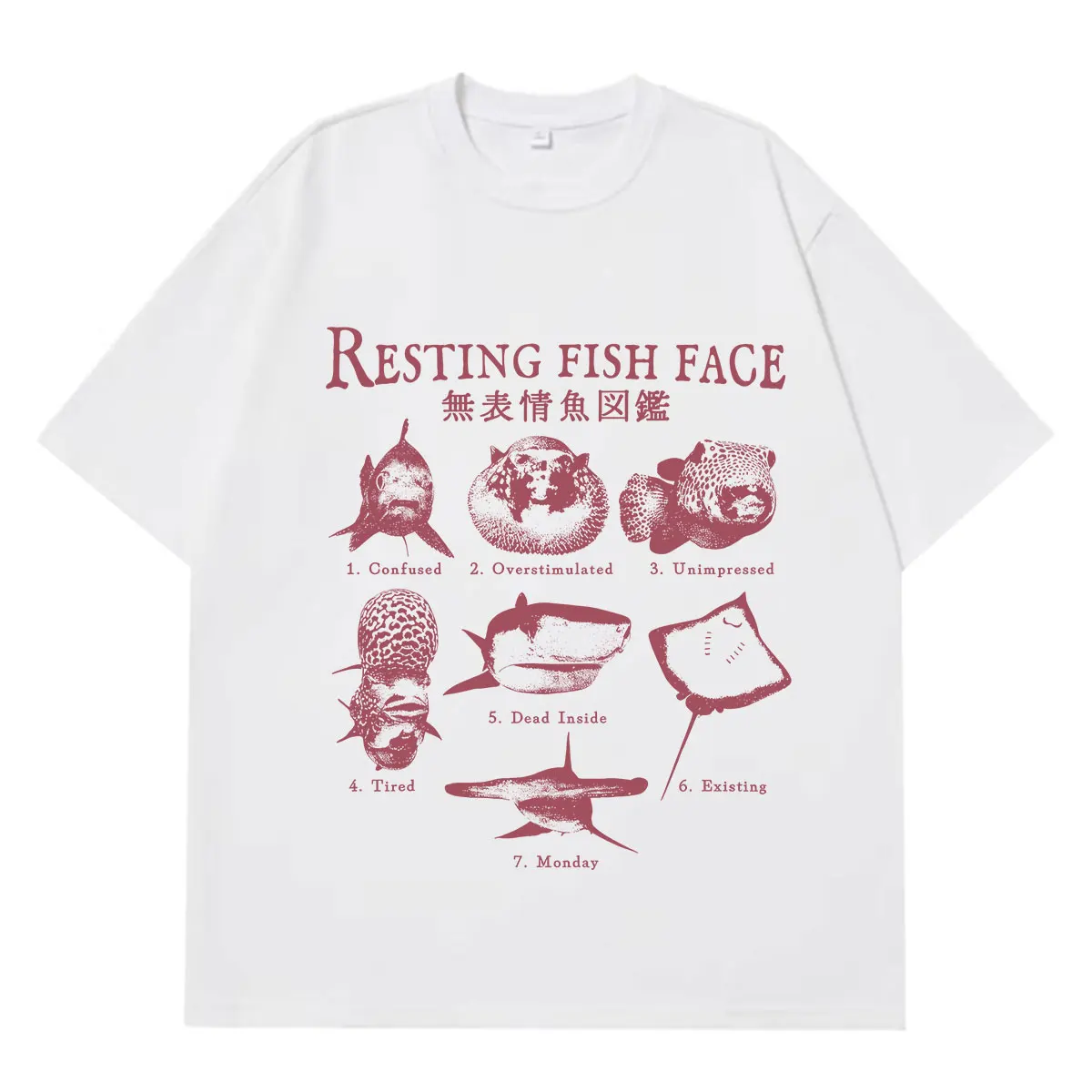 Resting Fish Face Funny Fish Meme T-shirt Men Women Fashion Vintage T-shirt Summer Short-sleeved Loose Casual Cotton T-shirts