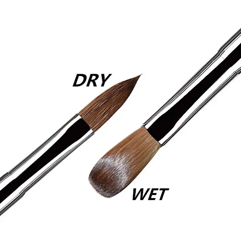 100% Pure Kolinsky Acrylic Nail Brush Black Handle Kolinsky Sable Pen for UV Nail Gel Painting Carving Nail Art Tool