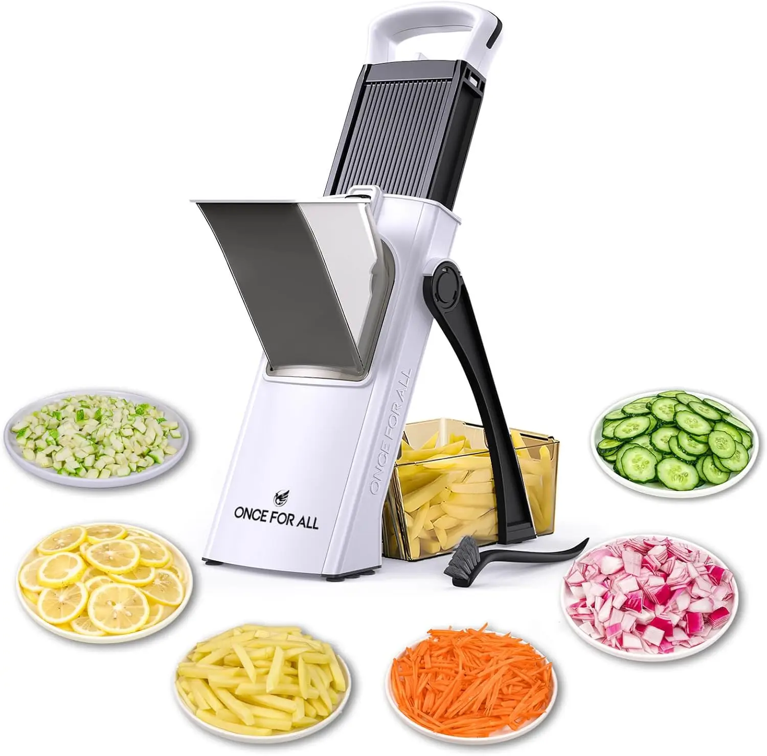 

Upgrade Safe Mandoline Slicer Plus, Large Adjustable Vegetable Chopper with Detachable Blade, Kitchen Gift in Black