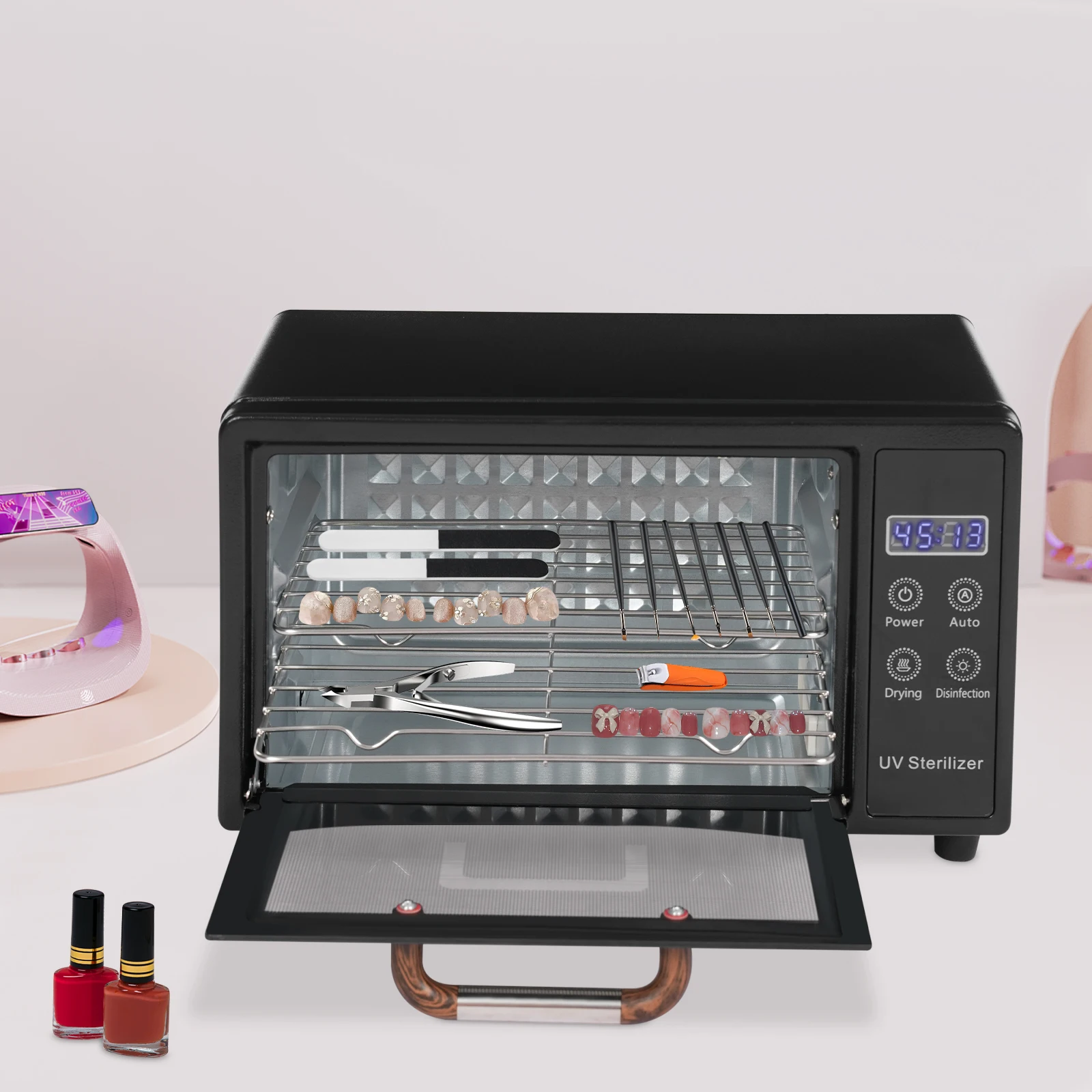 Black 110V 160W Nail And Tattoo Tool Drying Box American Standard Sterilizer for Nail Tools Nail Care Tools Drying Box For Nail