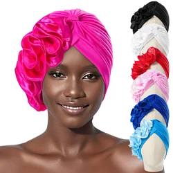 Ladies Big Flower Scarf Hat Balaclavas Bonnet Muslim Hat Chemo Cap Hijabs Headscarf Wedding Party Hat Head Wraps Turbante