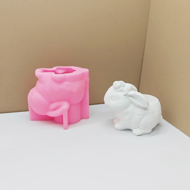 Silicone Mold Flower Pots Molds Rabbit Shaped Succulent Planter Pen Holder Mould Drop shipping