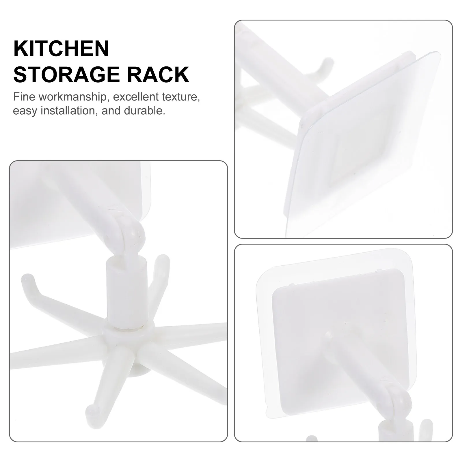 4Pcs Space Saving Rotating Utensil Hanger Wall Mounted Kitchen Utensil Holder for Spatula Spoon Soup Ladle Storage Rack
