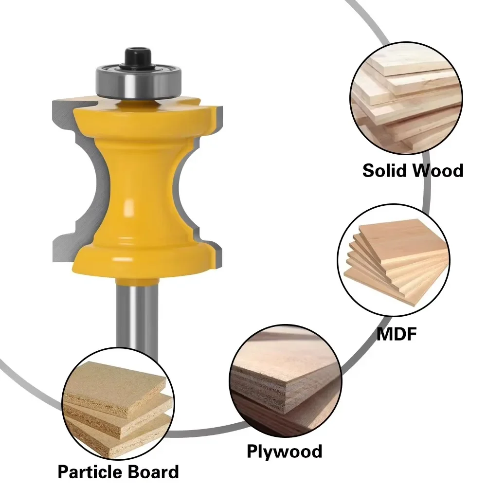 1PC 8MM Shank Milling Cutter Wood Carving Bullnose Bead Column Face Molding Router Bit For Woodworking Corner Rounding End Mills