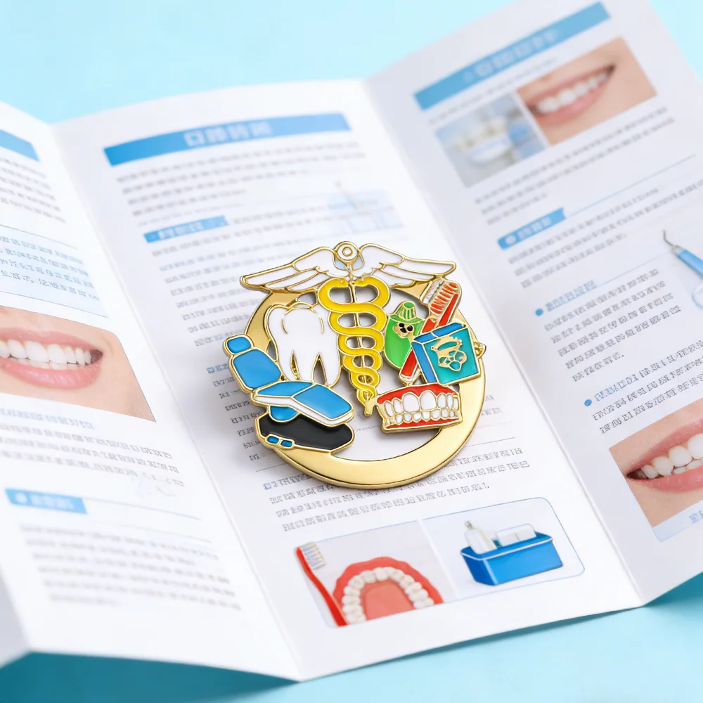 Hanreshe Dental Enamel Pin Tooth Medical Caduceus Brooch Badge for Doctor Nurse Dentist Jewelry Gifts