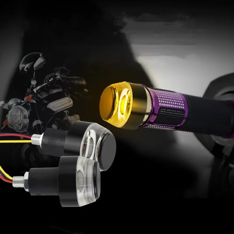 2Pc 12V Motorcycle LED Motorcycle turn end turn light white yellow flash handle flash side sign light lighting Turn Signal Light