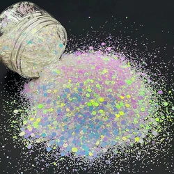50g Holographic Mixed Hexagon Chunky Irediscent Nail Art Glitter Flakes Laser Sparkly Sequins Resin Slices Nail Art Decoration