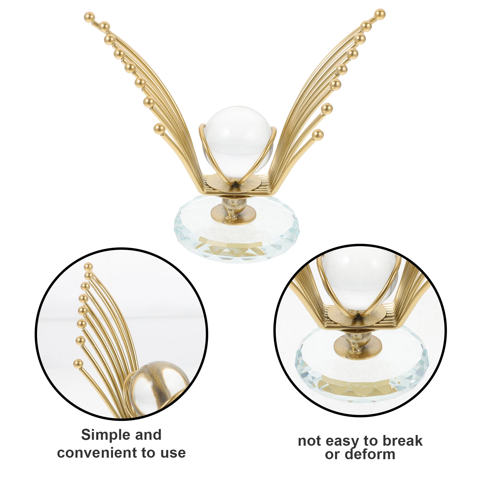 

Spreads Wings Ball Decoration Crystal Ball With Base Elegant Metal Sphere Home Office Adornment Reusable Longtime Party DIY