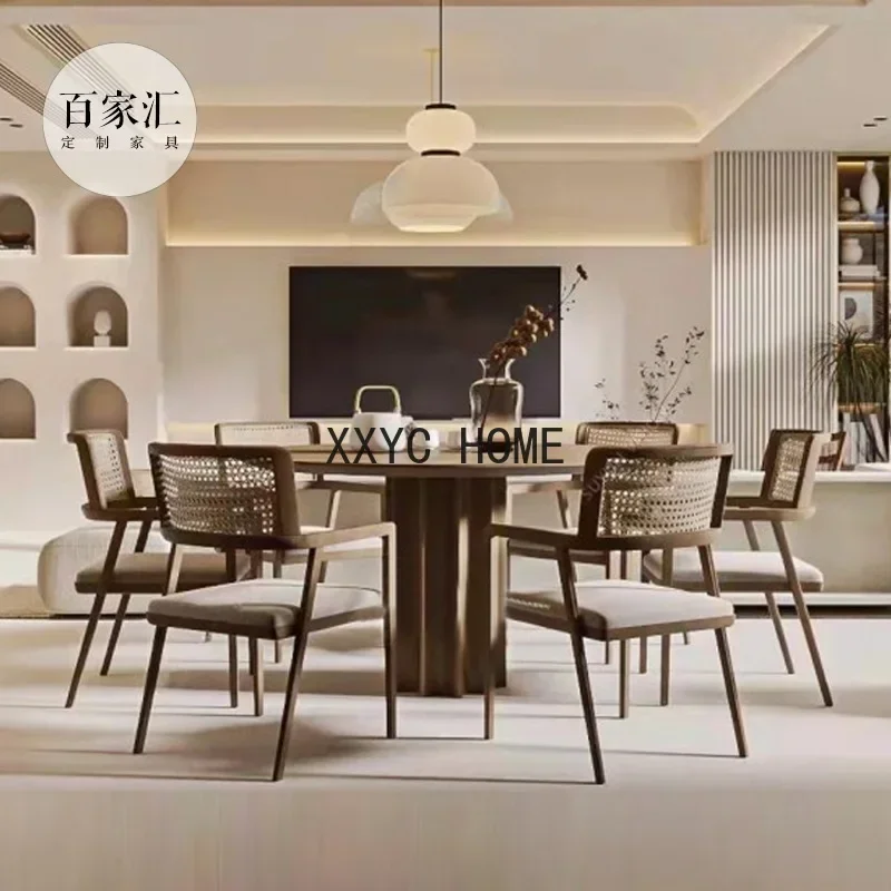 Wabi Sabi wind log dining table and chairs round table