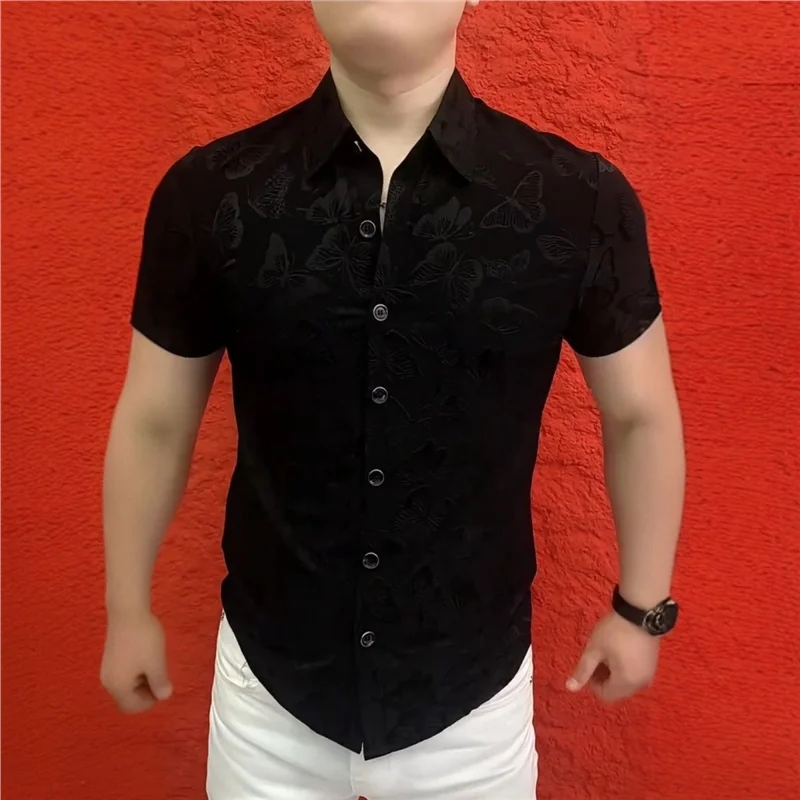 

Мужская модная тонкая летняя рубашка Slim Fit для повседневной носки, танцев, путешествий, с длинным рукавом, стандартной длины, для делового и повседневного стиля.