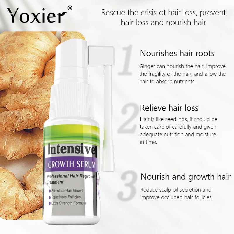 Intensive Growth Serum Spray Anti Hair Loss Prevent Baldness Repair Damaged Fast Regrowth Ginger Healthy Thick Scalp Treatment