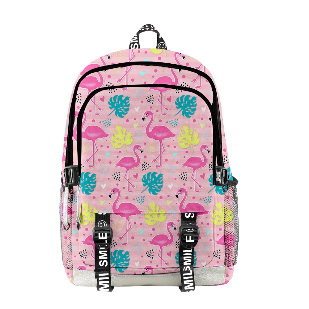 

Harajuku Novelty Cool Flamingo 3D Print Student School Bags Unisex Oxford Waterproof Notebook multifunction Travel Backpacks