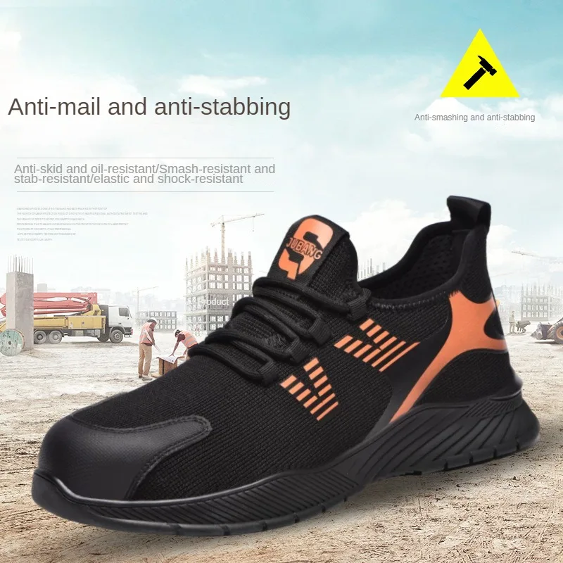 One Piece of Breathable Anti Impact Anti Puncture Steel Toe Protective Shoes for Men