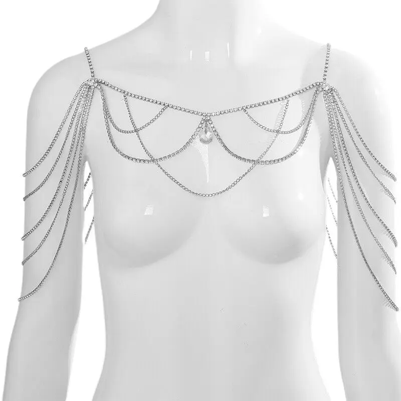 

Women's Luxury Crystal Body Chain Set Multilayer Shoulder Neck Chest Waist Jewelry Fashion Party Accessories Decor