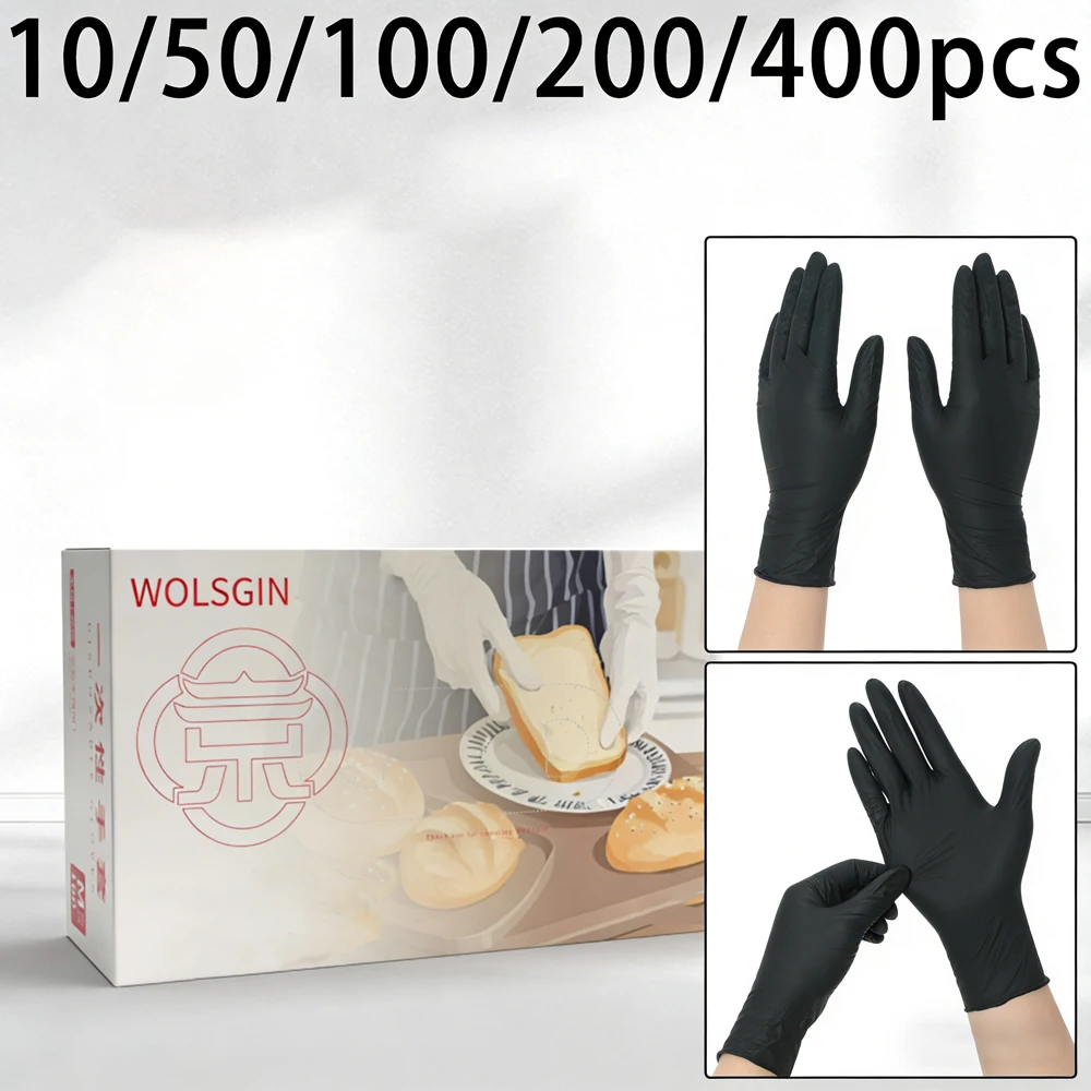 10/50/100/200/400/pcs Disposable Synthetic Nitrile Gloves with Textured Fingertip Grip, Used for Painting and Kitchen Cleaning