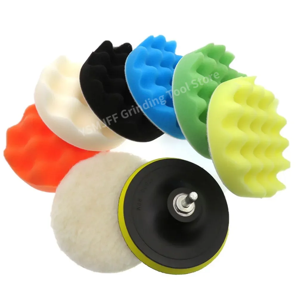 8PCS 5 Inch Car Foam Drill Polishing Pad Kit, Sponge Polishing Pad Set, Buffing Polishing Pad With M14 Drill Adapter for Waxing